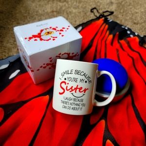 NIB SISTERS love ceramic COFFEE MUG
